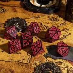 Red Celtic Knot on Black Acrylic - 7pcs RPG Full Dice Set