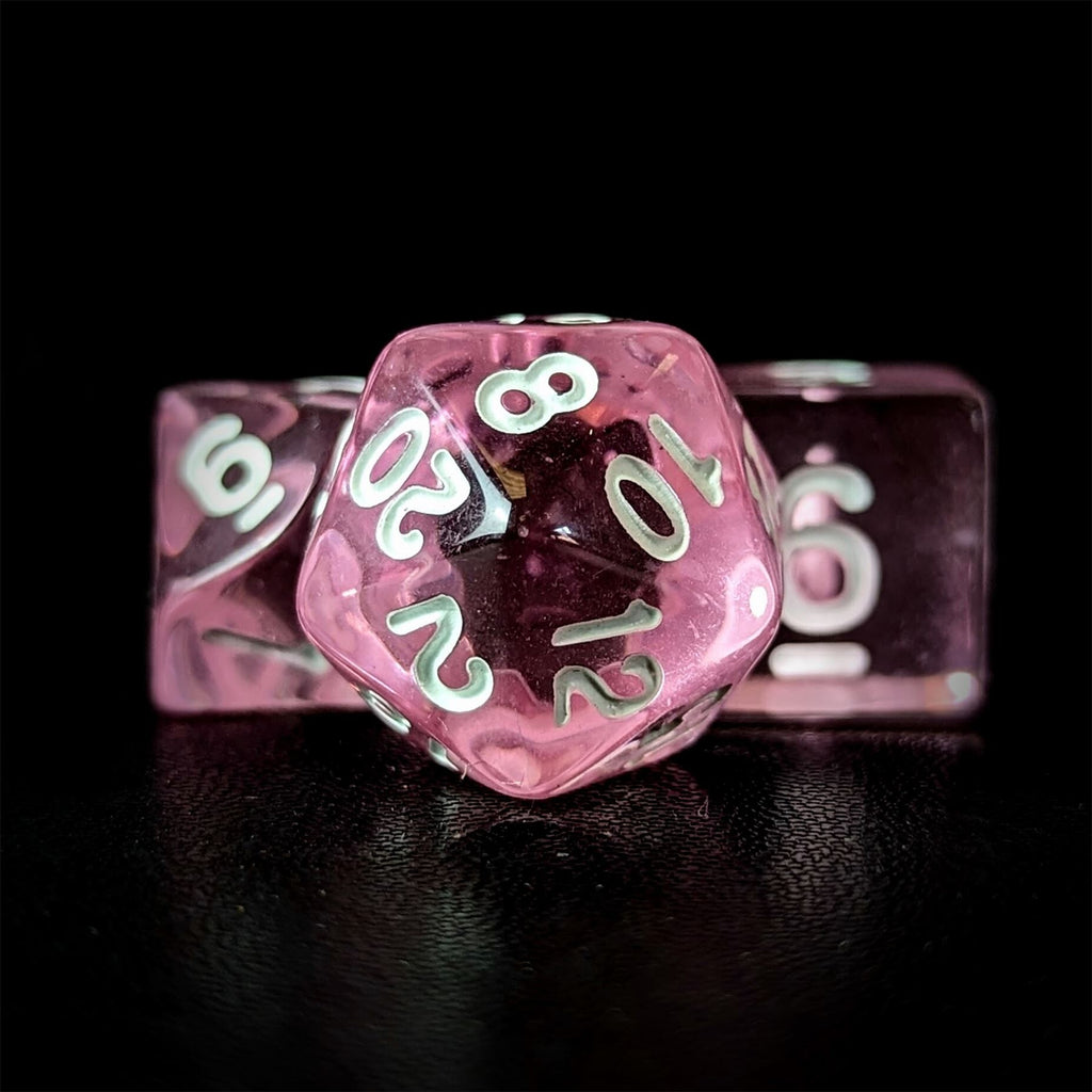 Clear Pink Acrylic - 7pcs RPG Full Dice Set