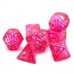 7pcs Dice Resin Pattern Foil Pink Font Pink
