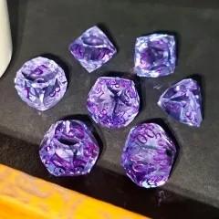7pcs Dice Gem Glass Facet Purple Font Purple (HS)