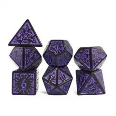 7pcs Dice Acrylic Pattern Purple Font Black