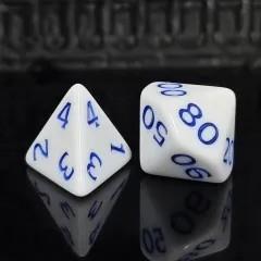 7pcs Dice Acrylic Blend Blue Font Solid White
