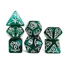 7pcs Dice Acrylic Pattern Christmas White Font Green