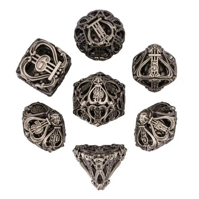 7pcs Dice Metal Hollow Lute Silver