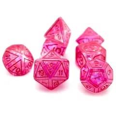 7pcs Dice Resin Pattern Foil Pink Font Pink