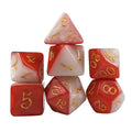 Blend of Red & White Acrylic - 7pcs RPG Full Dice Set