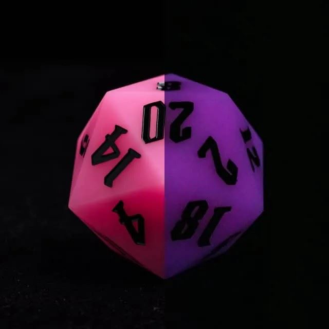 Black on Solid Purple Silicone - D20 RPG Dice