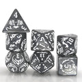 White Dragon on Grey Acrylic - 7pcs RPG Full Dice Set