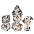 7pcs Dice Resin Filled Black Font Skull Clear