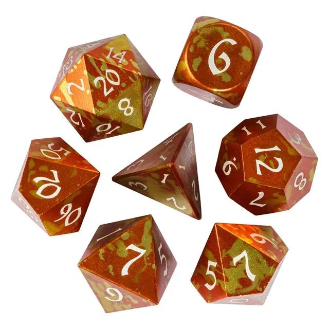 7pcs RPG Dice Set - Orange & Yellow Anodized Aluminium