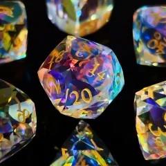 7pcs Dice Gem Glass Facet Gold Font Prism Clear (HS) (UD)