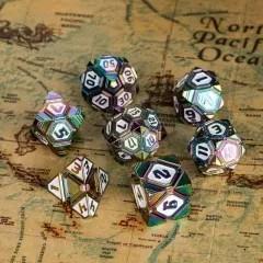 7pcs Dice Metal Alien Ship White Rainbow