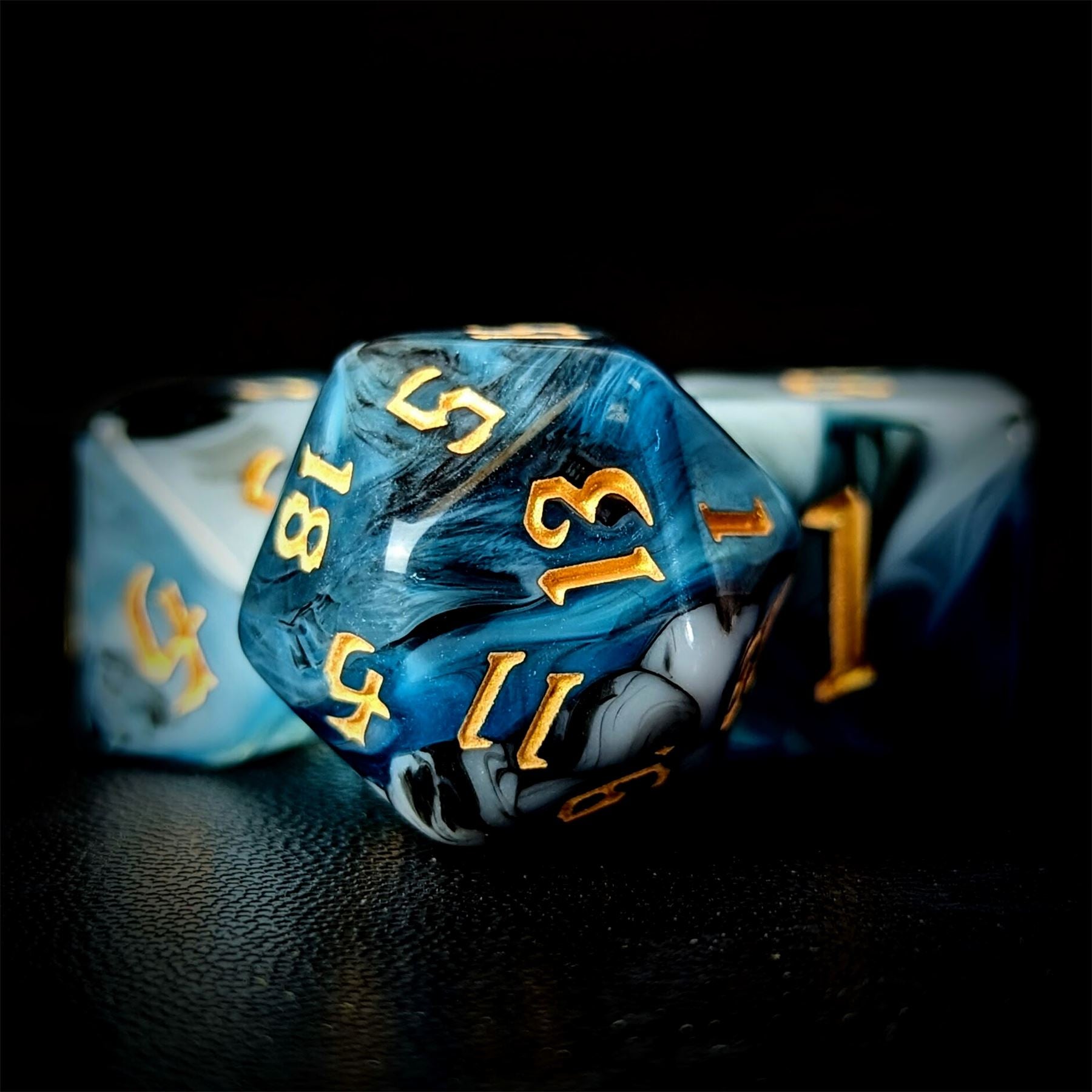 Blend of Black & Blue Acrylic - 7pcs RPG Full Dice Set