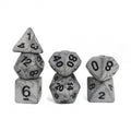 7pcs Dice Acrylic Washed Black Font Grey