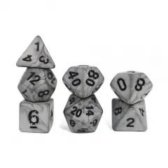 7pcs Dice Acrylic Washed Black Font Grey