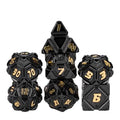 7pcs Dice Metal Alien Ship Gold Font Black