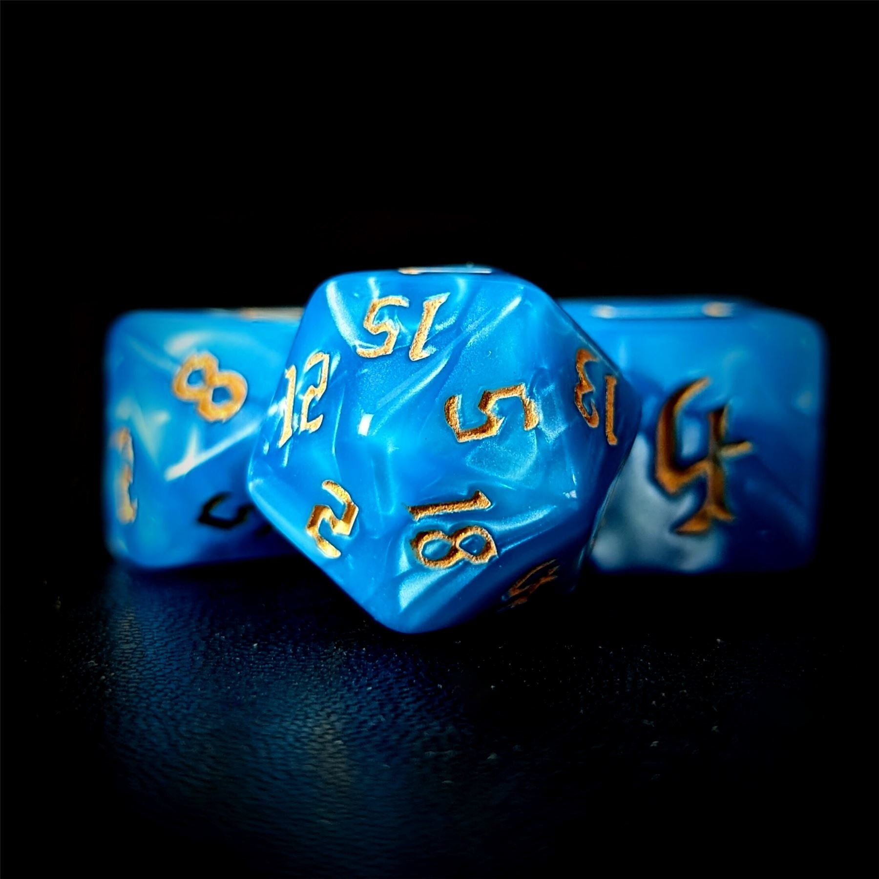 Blue Silk Acrylic - 7pcs RPG Full Dice Set