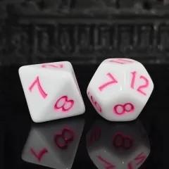 7pcs Dice Acrylic Blend Pink Font Solid White