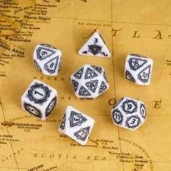 7pcs Dice Resin Pattern Dwarven Frame Black Font White