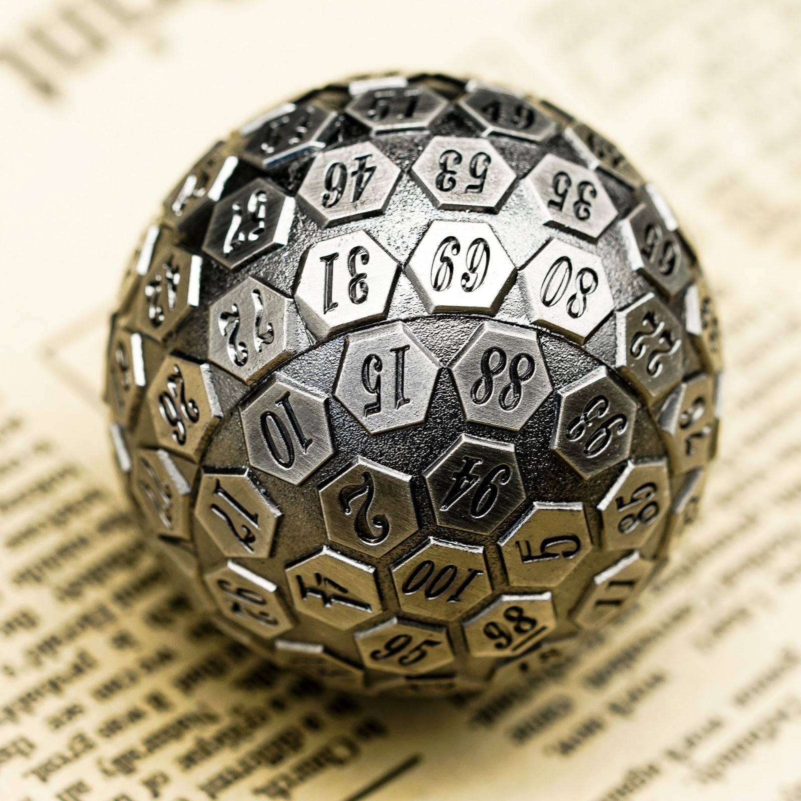 D100 RPG Dice - Silver Metal