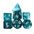 Glitter in Blue & Green Acrylic - 7pcs RPG Full Dice Set