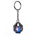 Blue & Purple Acrylic in  Silver Metal Claw - D20 Keyring