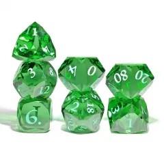 7pcs Dice Gem Glass Facet Green Font Green (HS)