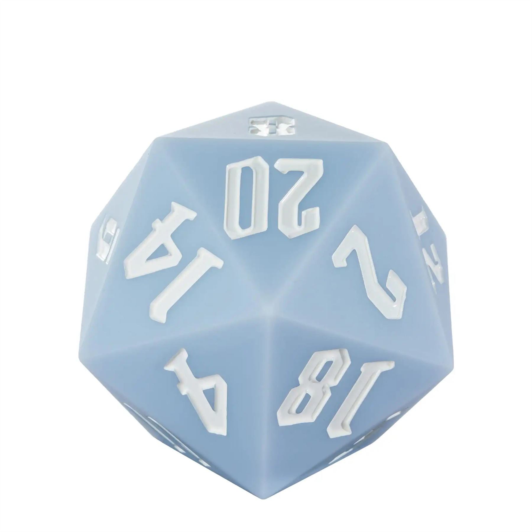White on Solid Pale Blue Silicone - D20 RPG Dice