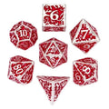 7pcs Dice Metal Druid Vine Silver Font Red