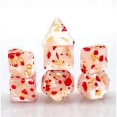 7pcs Dice Acrylic Splatter Gold Font Pearl White