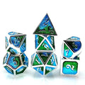7pcs Dice Metal Enamel Silver Blue Green