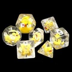 7pcs Dice Resin Filled White Font Duck Clear