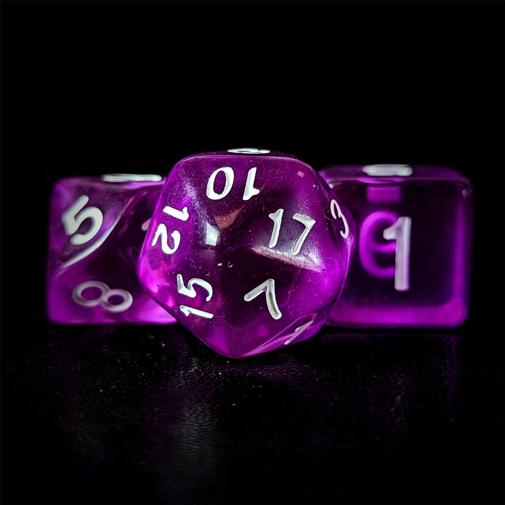 Clear Purple Acrylic - 7pcs RPG Full Dice Set