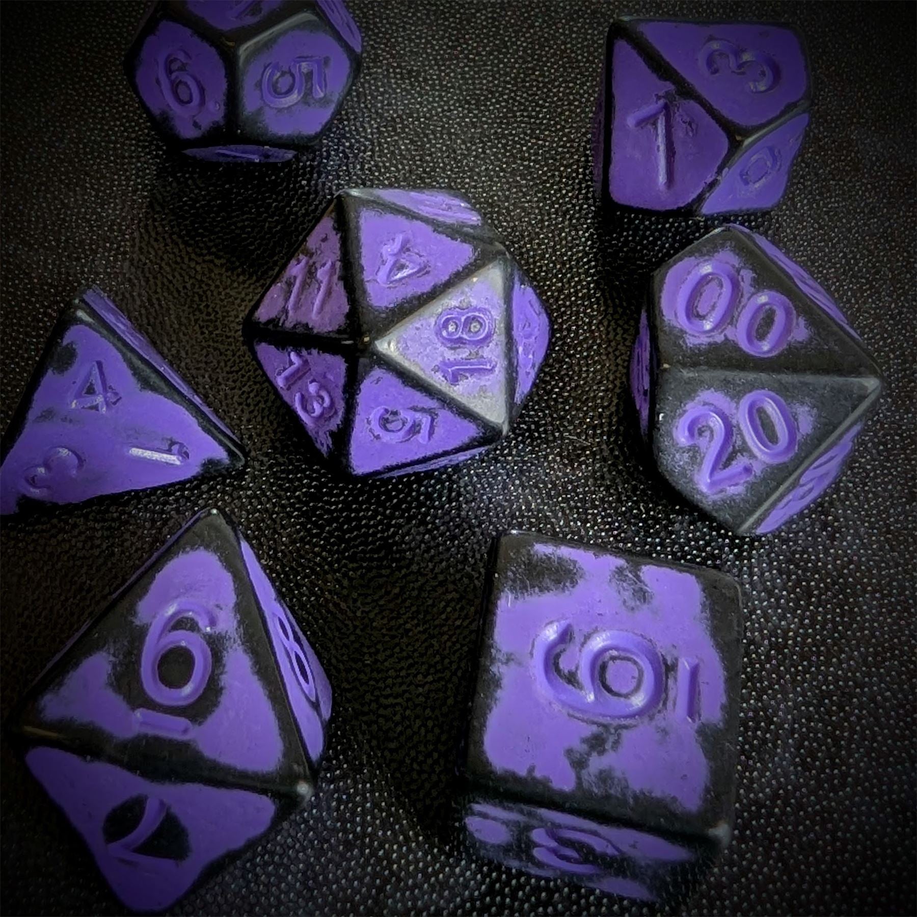 Washed Lilac on Black Acrylic - 7pcs RPG Full Dice Set
