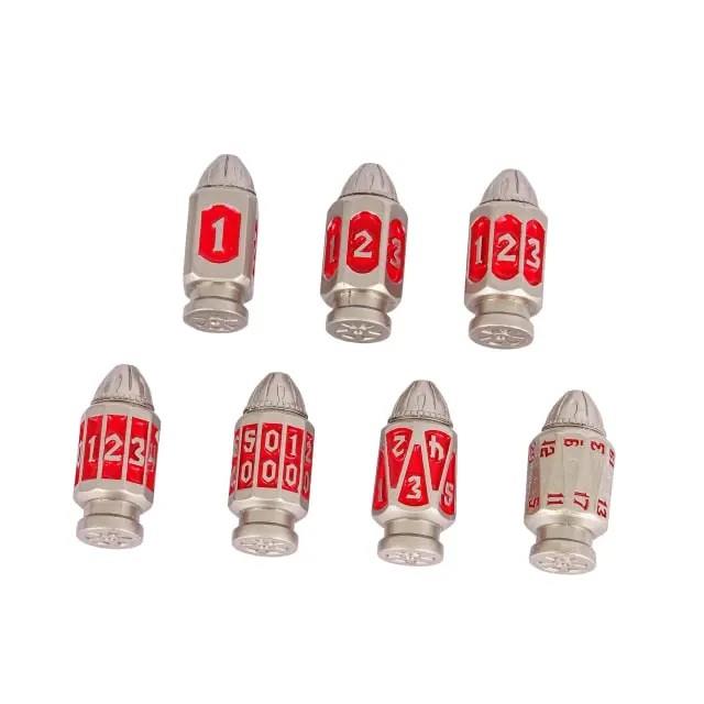 7pcs Dice Metal Bullet Silver Red