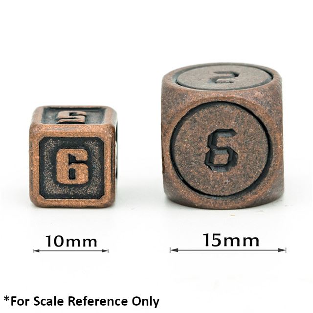 7pcs RPG Dice Set - Miniature Bronze Metal