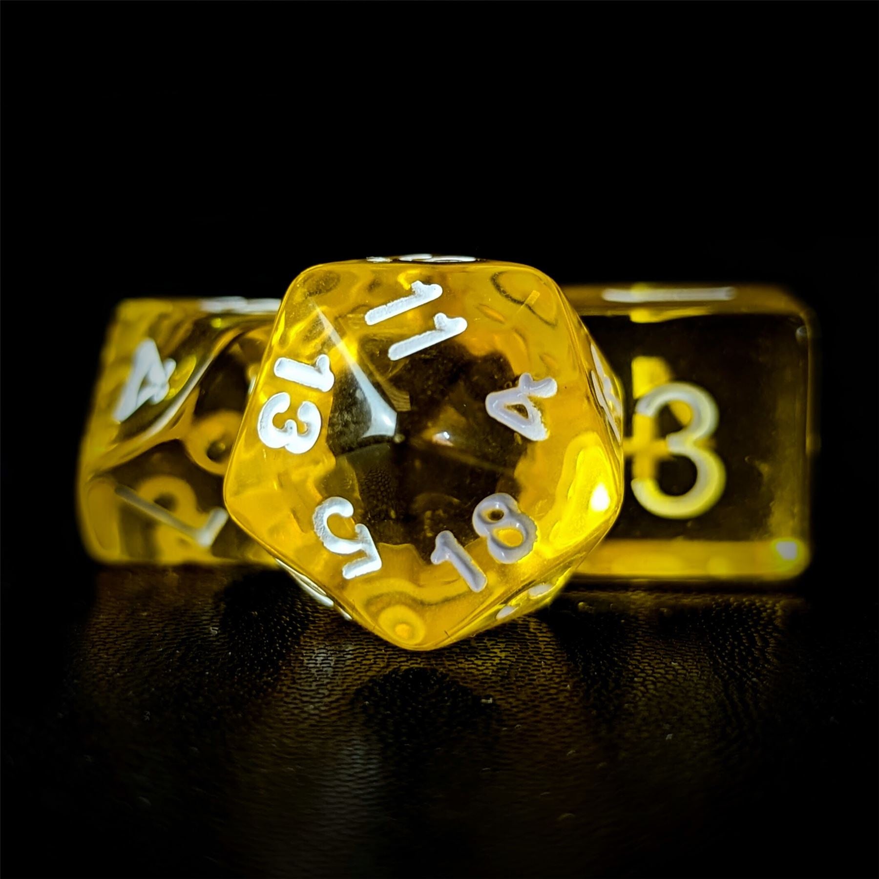 Clear Yellow Acrylic - 7pcs RPG Full Dice Set