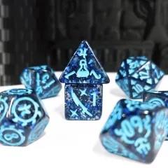 7pcs Dice Resin Pattern Class Blue Font Blue