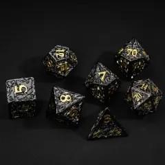 7pcs Dice Metal Druid Vine Gold Font Black