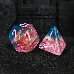 7pcs Dice Resin Glitter Pink Font Pink Blue