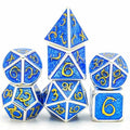 Blue Enamel in Silver Metal - 7pcs RPG Dice Set