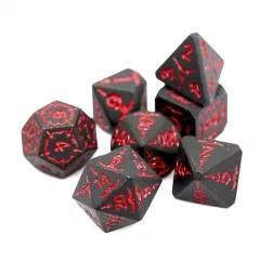 Red Sword in Black Metal - 7pcs RPG Dice Set