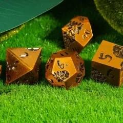 Lotus Flower in Gold Metal - 7pcs RPG Dice Set