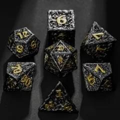 7pcs Dice Metal Druid Vine Gold Font Black