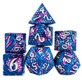 Purple & Blue Dragon Scale Metal - 7pcs RPG Dice Set
