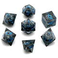 Spider Ball in Clear & Black Filled Sharp Resin - 7pcs RPG Dice Set