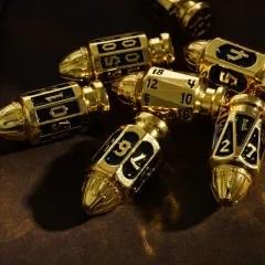 7pcs Dice Metal Bullet Gold Black