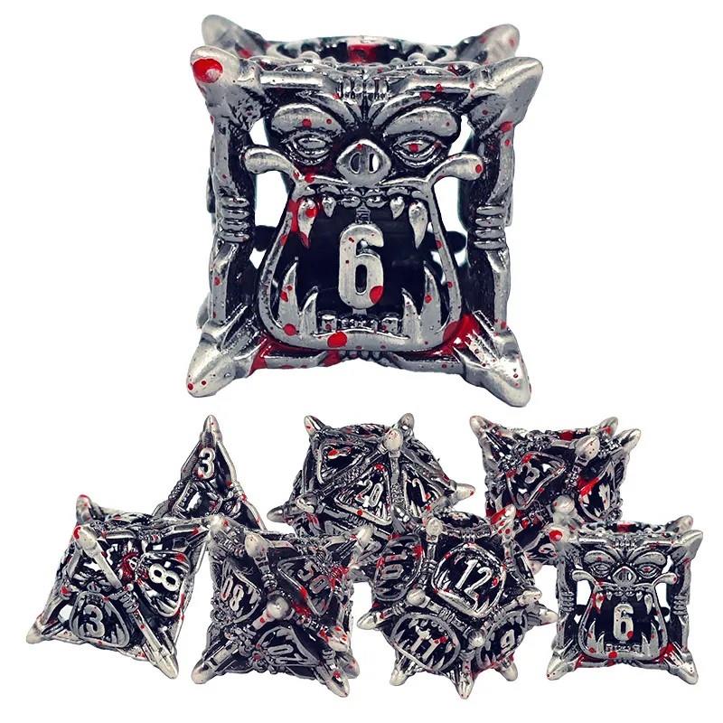 7pcs Dice Metal Hollow Monster Teeth Blood Nickel