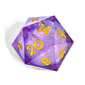 Silver Glitter in Clear & Purple Liquid Sharp Resin - D20 RPG Dice