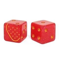 6pcs D6 Dice Resin Strawberry Green Gold Font Pink